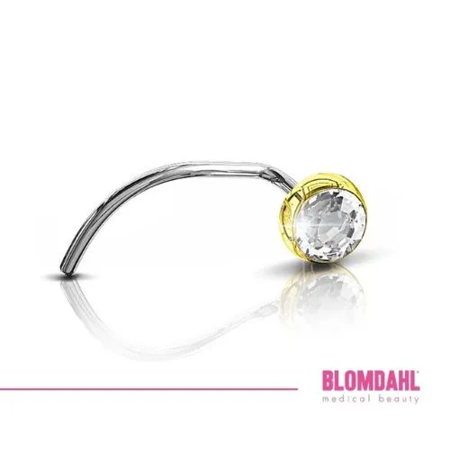 Medical Nose Piercing Gold Titanium Bezel Crystal Blomdahl, 3 mm