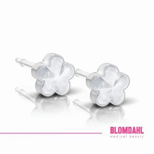 Medical Plastic Flower Crystal Earrings Blomdahl, 6 mm