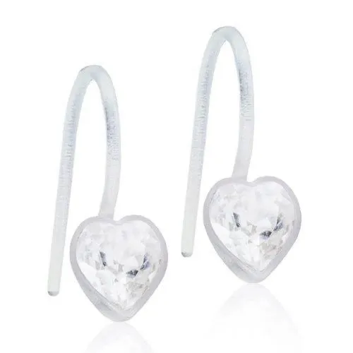 Medical Plastic Pendant Heart Crystal Earrings Blomdahl, 6 mm