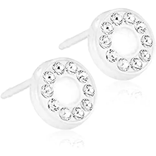 Medical Plastic Puck Hollow Crystal Earrings Blomdahl, 8 mm