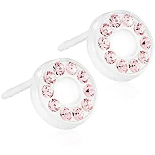 Medical Plastic Puck Hollow Light Rose Earrings Blomdahl, 8 mm