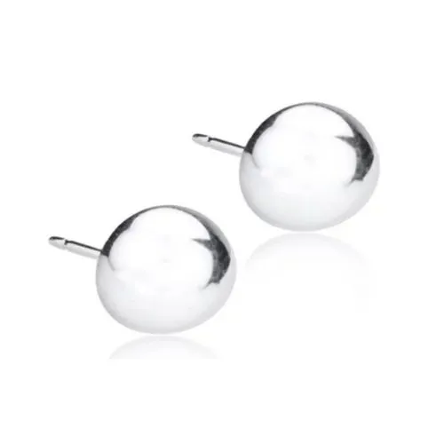 Medical Silver Titanium Half Ball Earrings Blomdahl, 8 mm