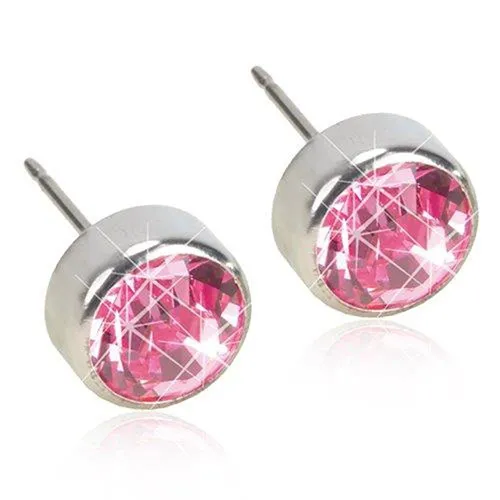 Medical Silver Titanium Light Rose Earrings Blomdahl, 5 mm