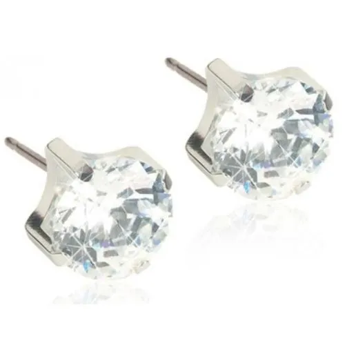 Medical Silver Titanium White Earrings Blomdahl, 4 mm