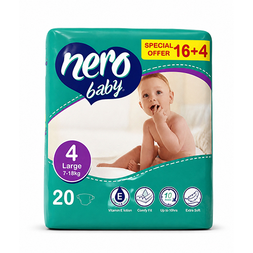 Nero Baby Mini Pack Diapers, Size 4, Pack of 18 L + 2 Free