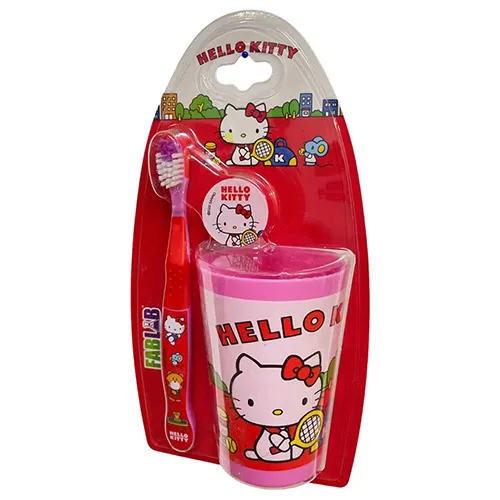 Nickelodeon FabLab Kids Toothbrush with Lid and Cup,Hello Kitty