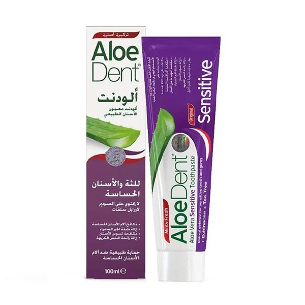AloeDent Sensitive Toothpaste with Fluoride for Gums and Sensitive Teeth, 100ml