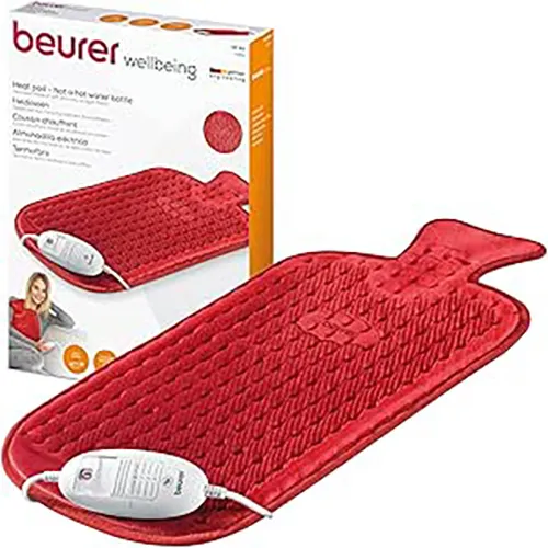 Beurer Fast Electric Heat Pad in Hot Water Bottle Design, Red, HK 44 - Image 2