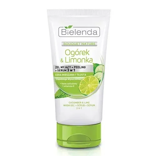 Bielenda Cucumber and Lime 3in1 Wash Gel , Scrub and Serum, 150g