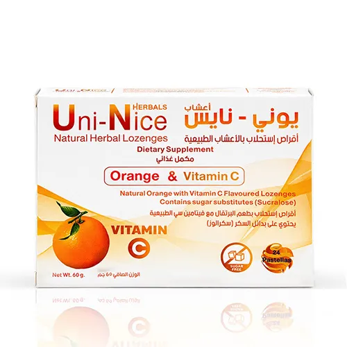 Uni Nice Natural Herbal Lozenges with Orange Flavor & Vitamin C, 60 g