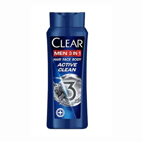 Clear Shampoo, Body, and Face Clear 3-in-1 Active Clean for Men , 600 ml